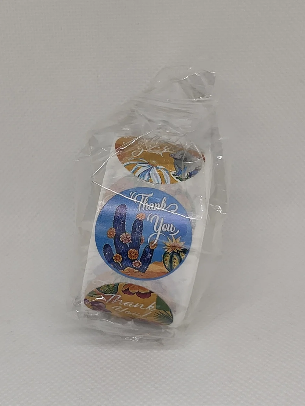 Blue Cactus Thank You Sticker Roll